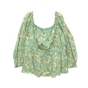 Torrid 3 Floral Blouson Sleeve Smocked Top Peasant Blouse Womens 3X 22-24 NWT